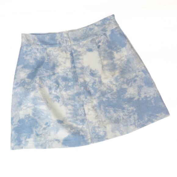 Princess Polly White And Blue Tie Dye Denim Mini Skirt Size 4 Jean Skirt Y2k - Picture 2 of 4